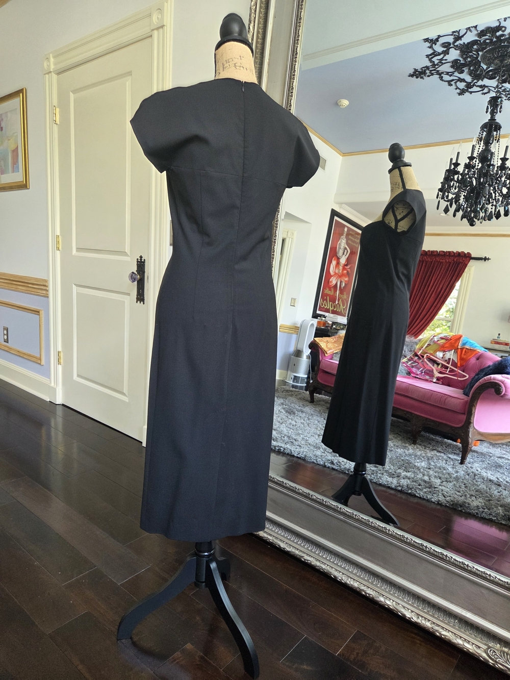 Vtg. Moschino Black Sweetheart Midi Dress 10 - Picture 4 of 6